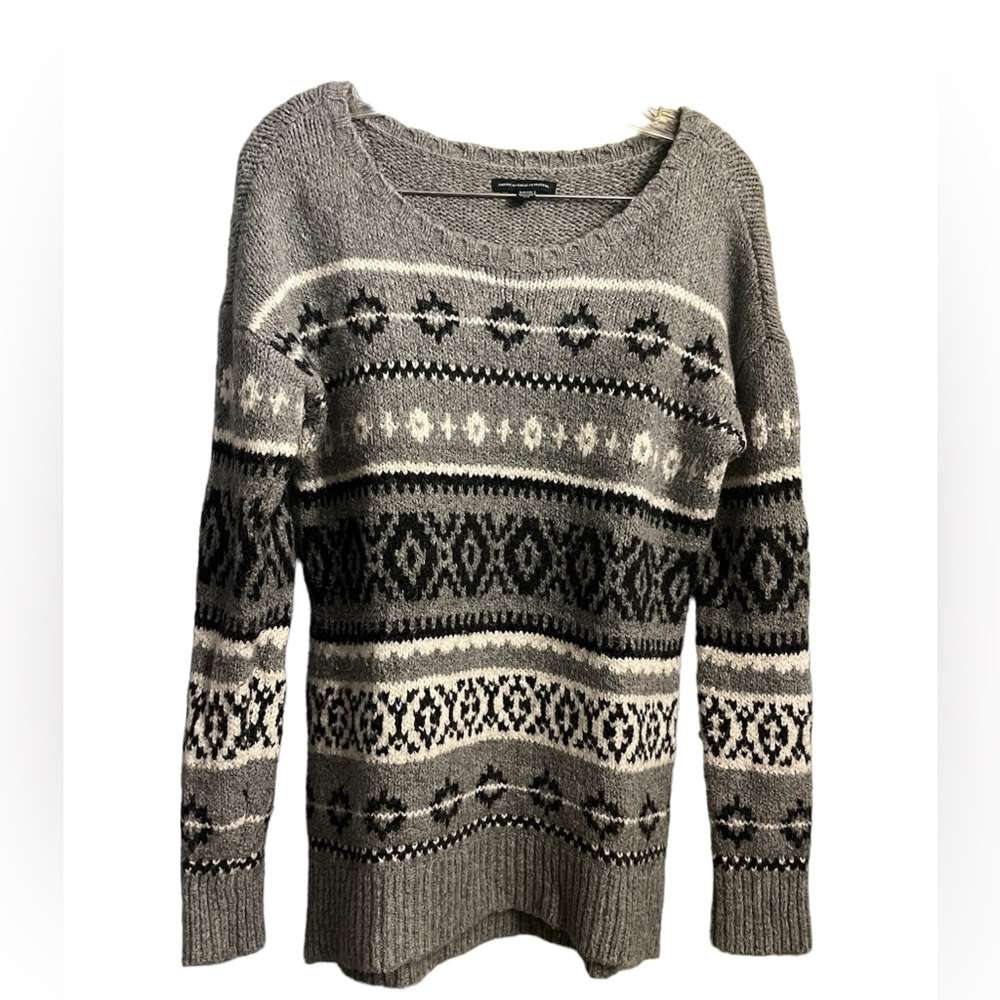 American Eagle Gray and Black Fair Isle Sweater-Size Small Cozy Fall Ski Warm